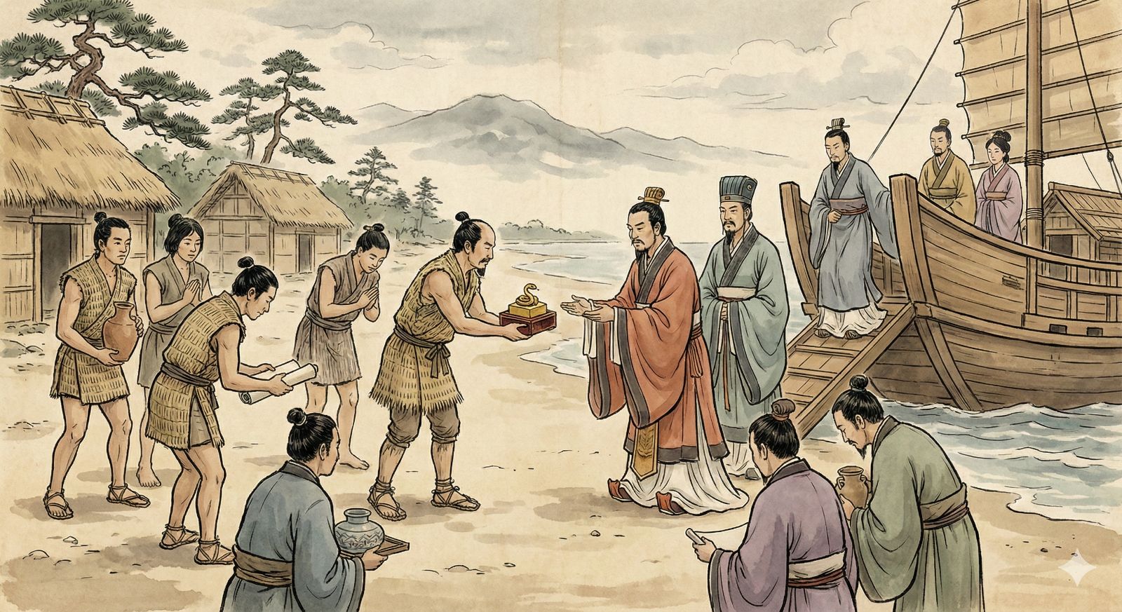 卑弥呼の物語から古墳時代と大和政権の展開へ移る流れの説明