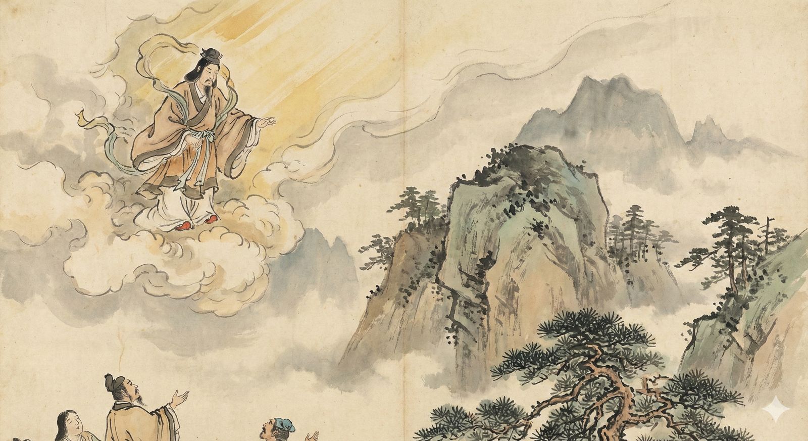 国譲りと天孫降臨の流れを簡略図で示したイメージ