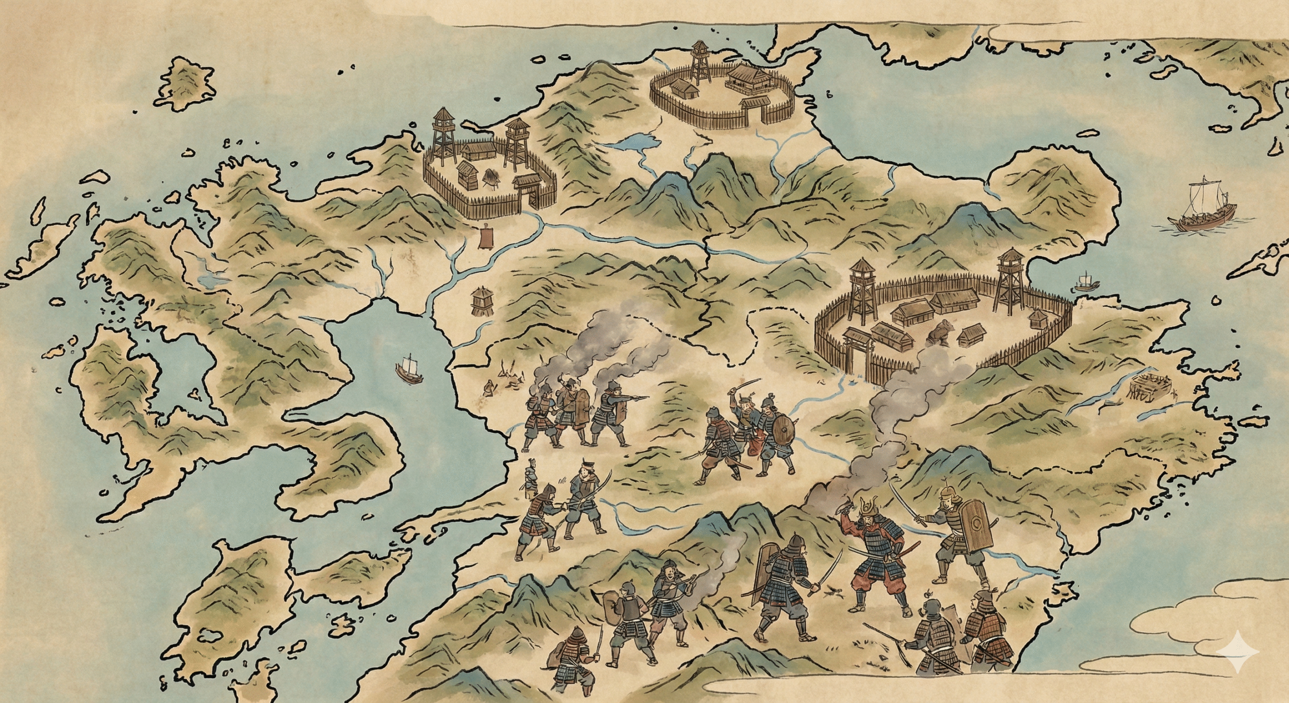 九州各地と磐井の乱の舞台を示す地図イラストの説明