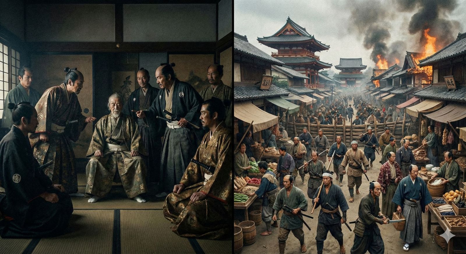 応仁の乱の勃発を巡る将軍継嗣問題と、農民や商人の新しい勢力の台頭