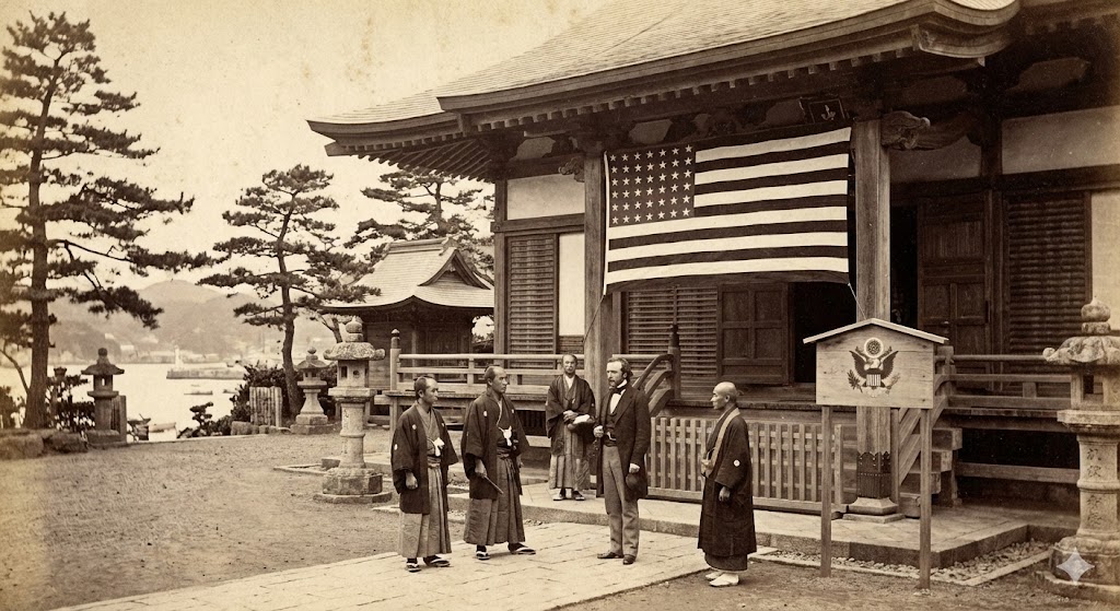 下田の玉泉寺に設置された最初のアメリカ総領事館の様子