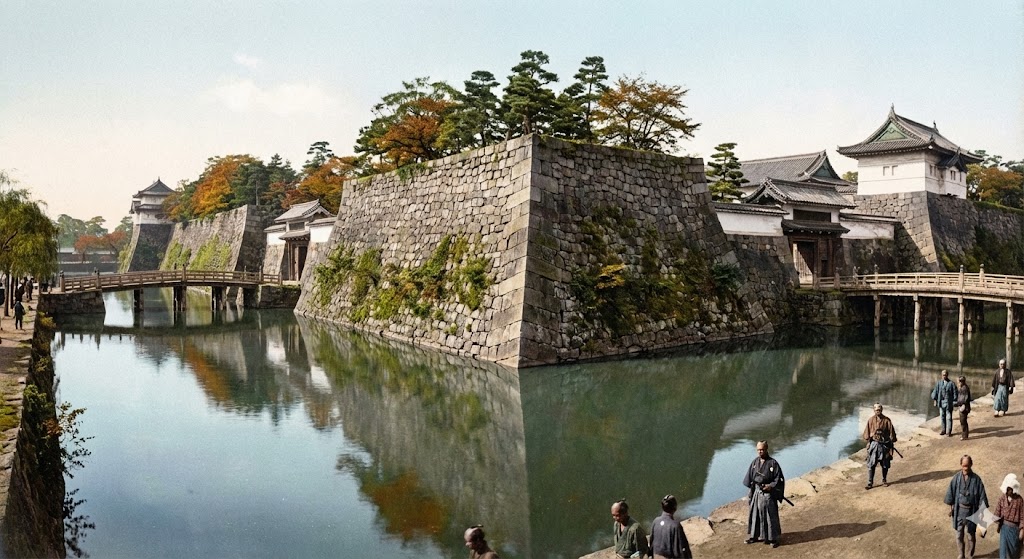 江戸城の石垣と濠の風景