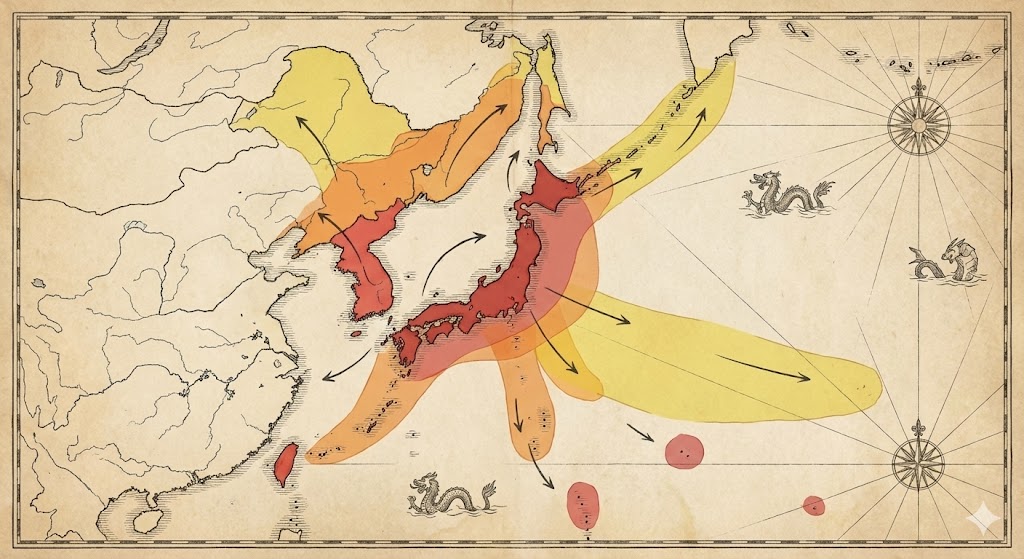 日本の領土拡大を示す地図