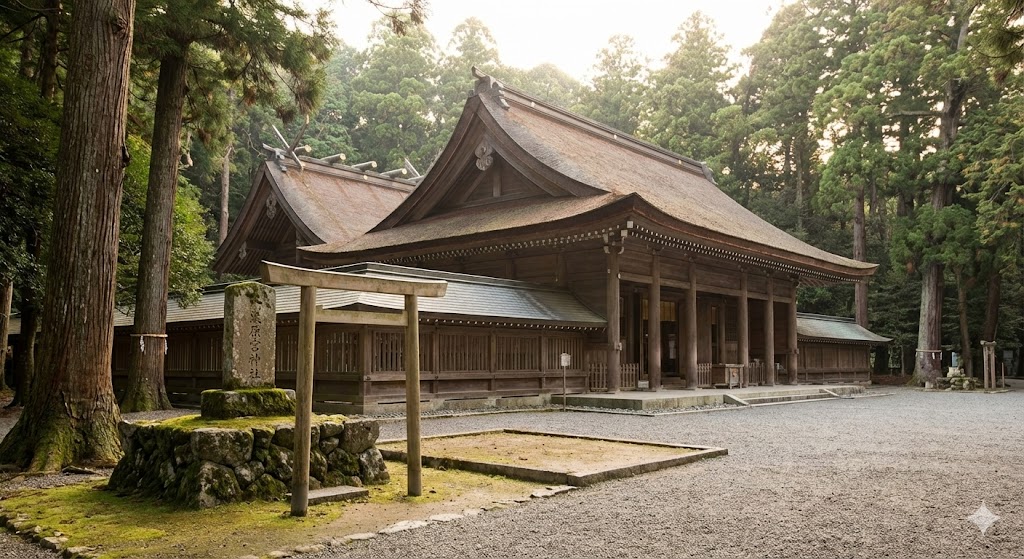 橿原神宮の荘厳な社殿と、初代天皇即位の地を示す風景