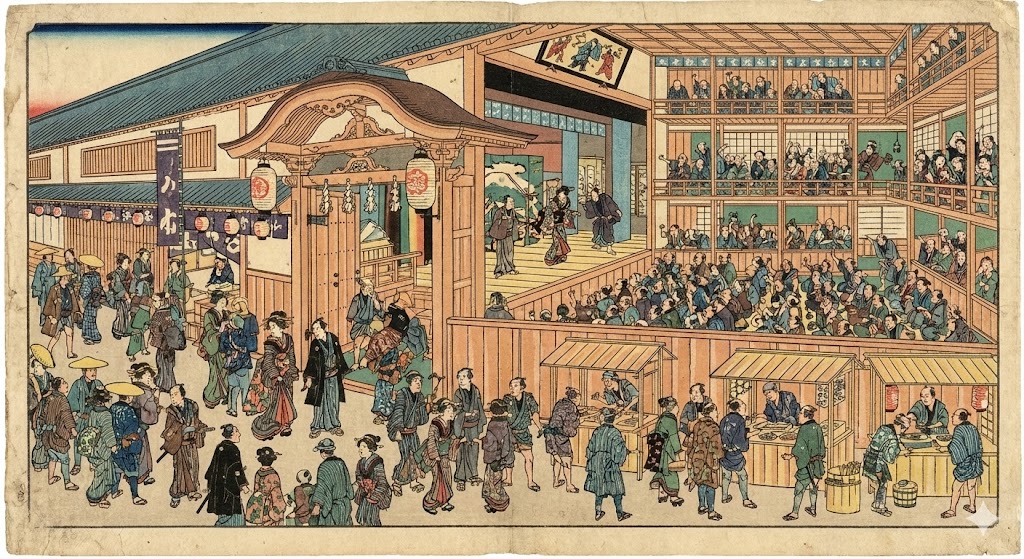 浮世絵に描かれた芝居小屋の賑わい