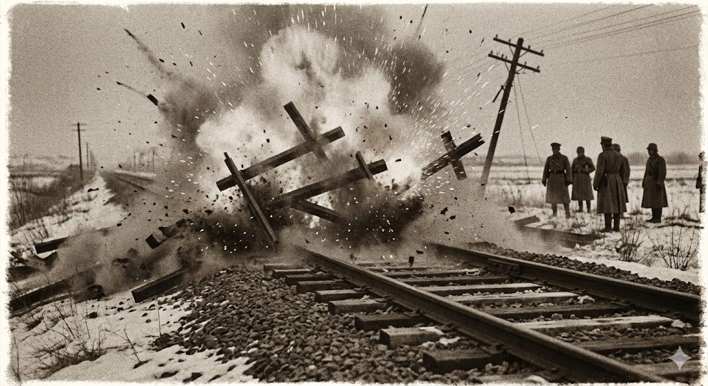 爆発する線路のイメージ