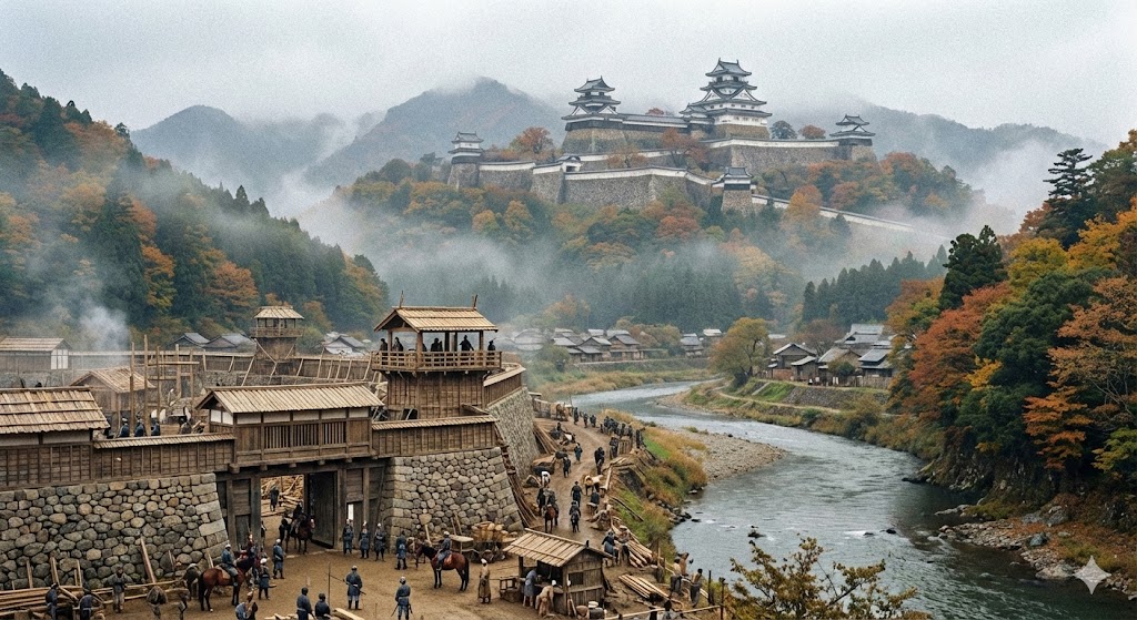 織田信長が足利義昭を奉じて京都へ入る様子