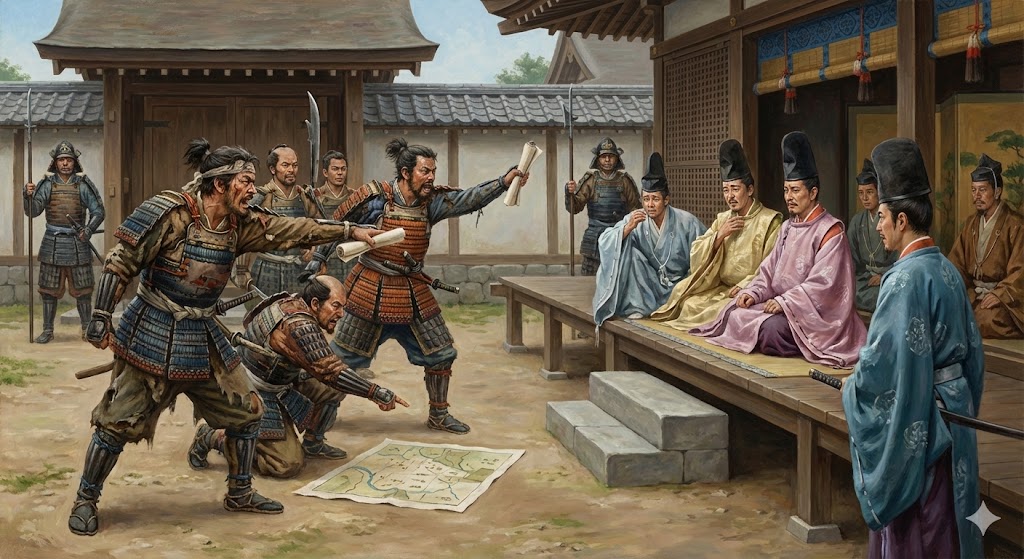 荘園領主に対して自分たちの権利を主張する鎌倉時代の地頭たち