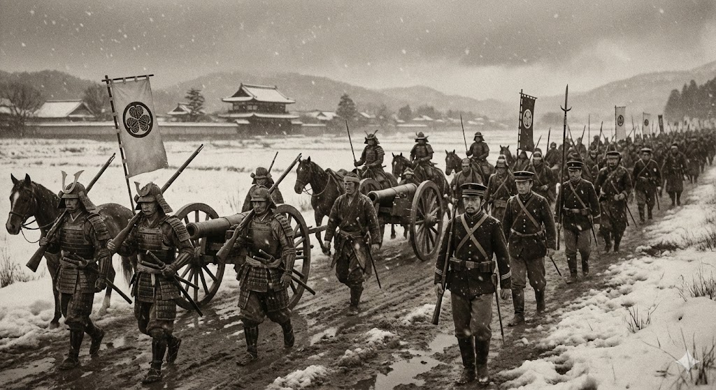 鳥羽伏見の戦いへ向かう旧幕府軍の行軍