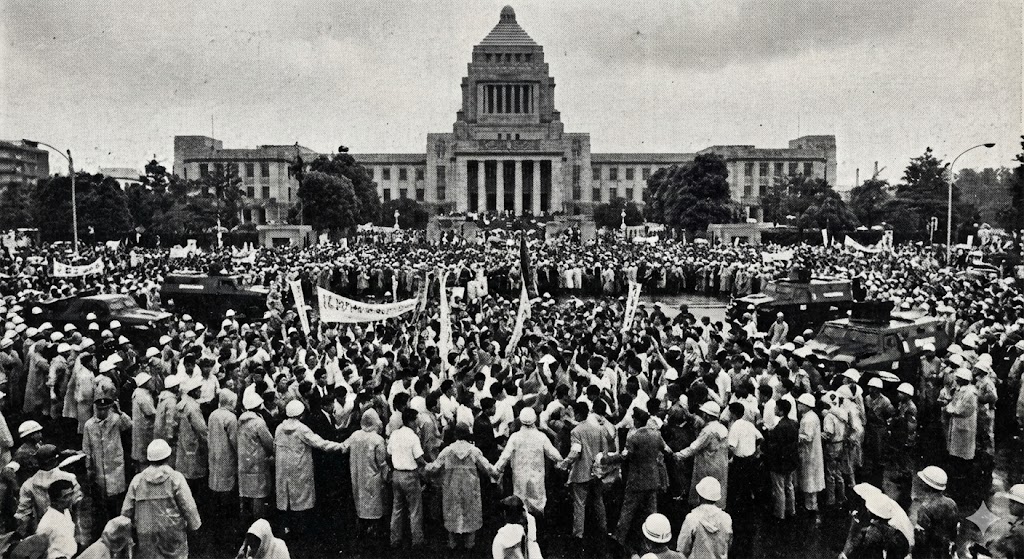 国会議事堂を取り囲む膨大な数のデモ隊の様子