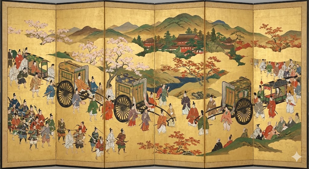 行幸の行列を描いた屏風絵のイメージ