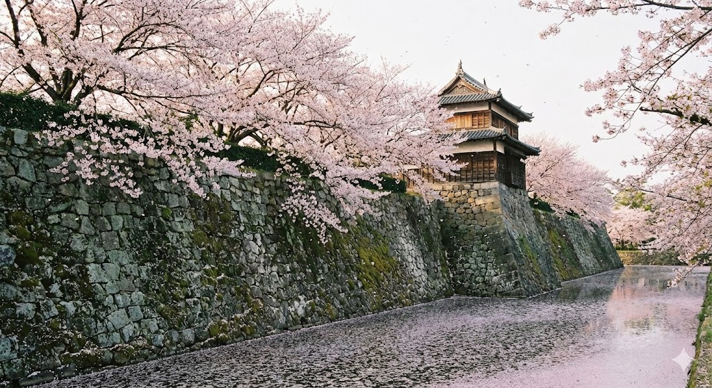 大和郡山城の石垣と桜の風景イメージ