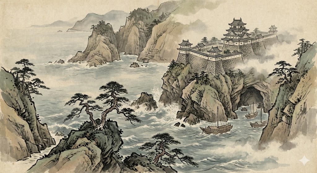 紀州の入り組んだ海岸線と城郭